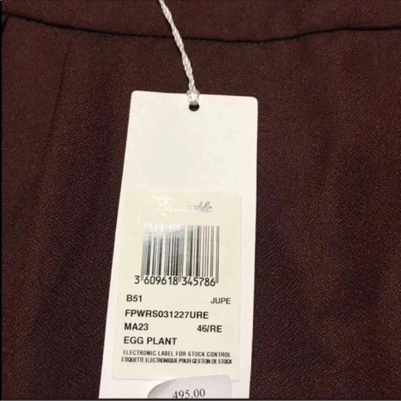 NWT Faconnable Egg Plant Pleated Faux Wrap Skirt - Picture 5 of 10